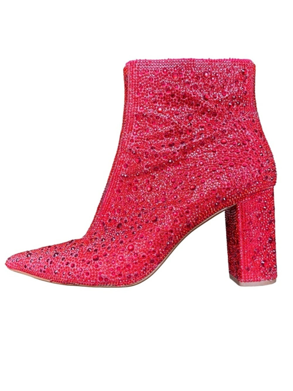 Betsey Johnson Pink Rhinestone Embellished Ankle Boots